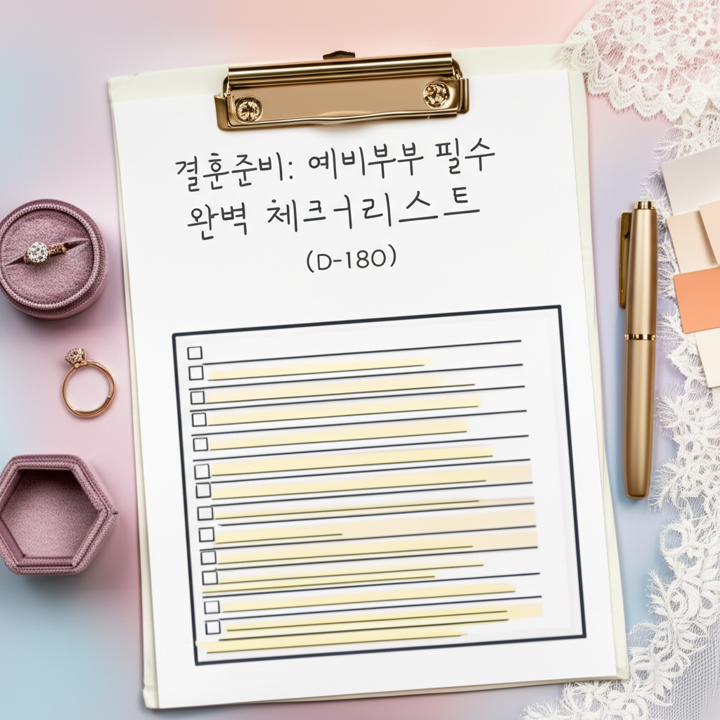 Illustration of 결혼준비: 예비부부 필수 완벽 체크리스트 (D-180)