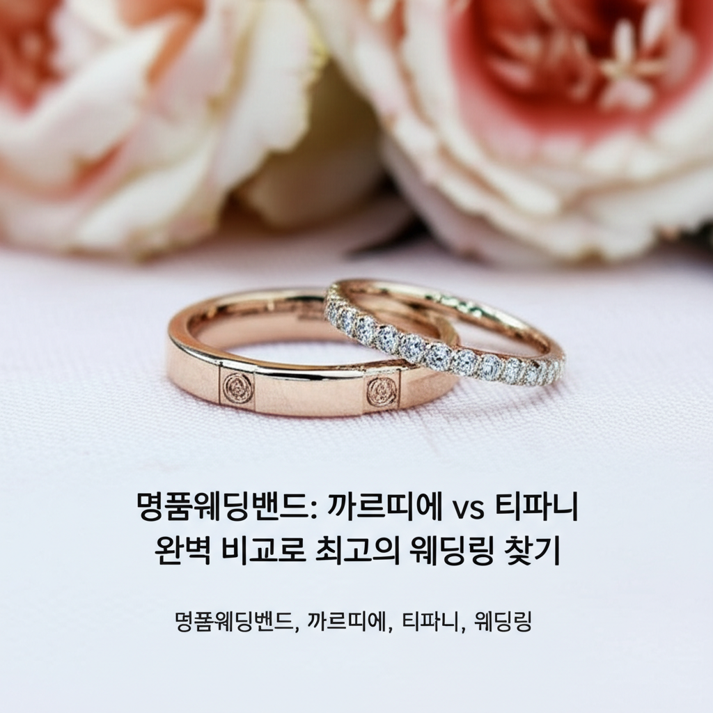 Illustration of 명품웨딩밴드: 까르띠에 vs 티파니, 완벽 비교로 최고의 웨딩링 찾기