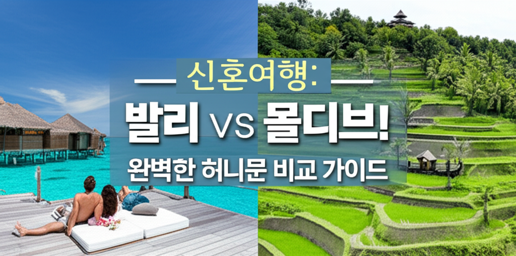 Illustration of 신혼여행: 발리 vs 몰디브! 완벽한 허니문 비교 가이드