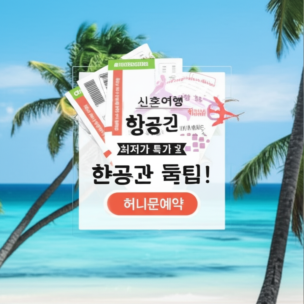 신혼여행항공권 illustration for 신혼여행 항공권: 최저가 특가 예약 꿀팁!