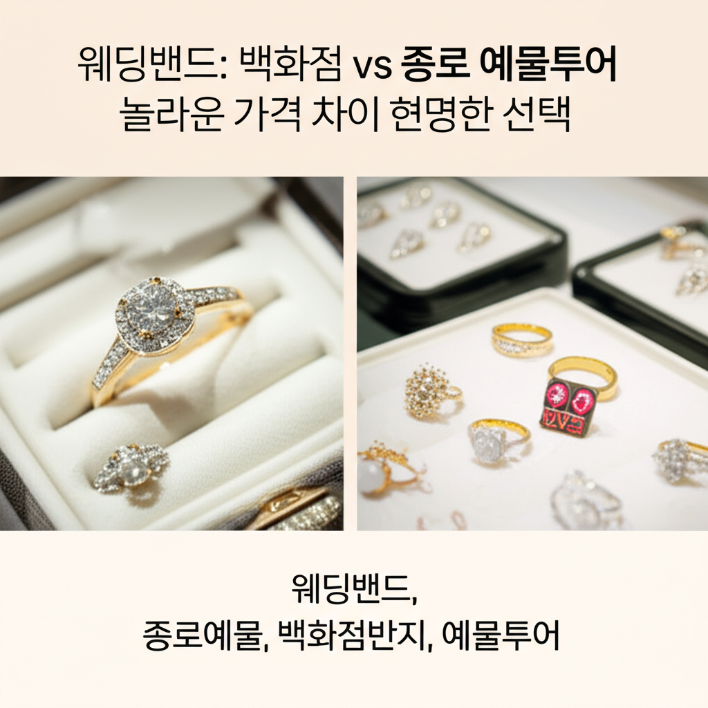 Illustration of 웨딩밴드: 백화점 vs 종로 예물투어, 놀라운 가격 차이 현명한 선택