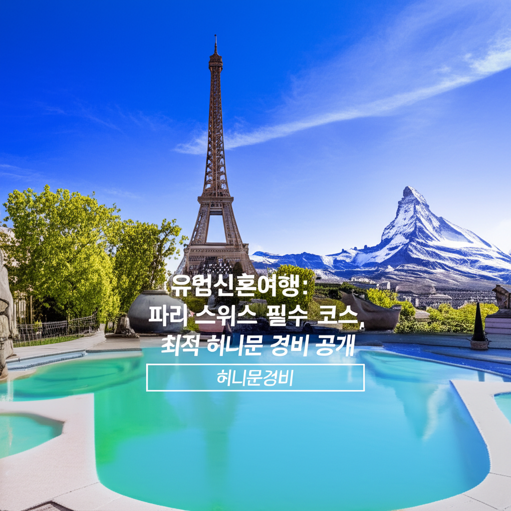Illustration of 유럽신혼여행: 파리 스위스 필수 코스, 최적 허니문 경비 공개