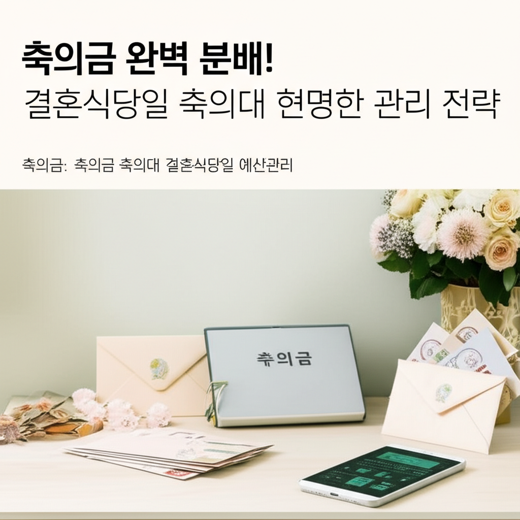 Illustration of 축의금 완벽 분배! 결혼식당일 축의대 현명한 관리 전략