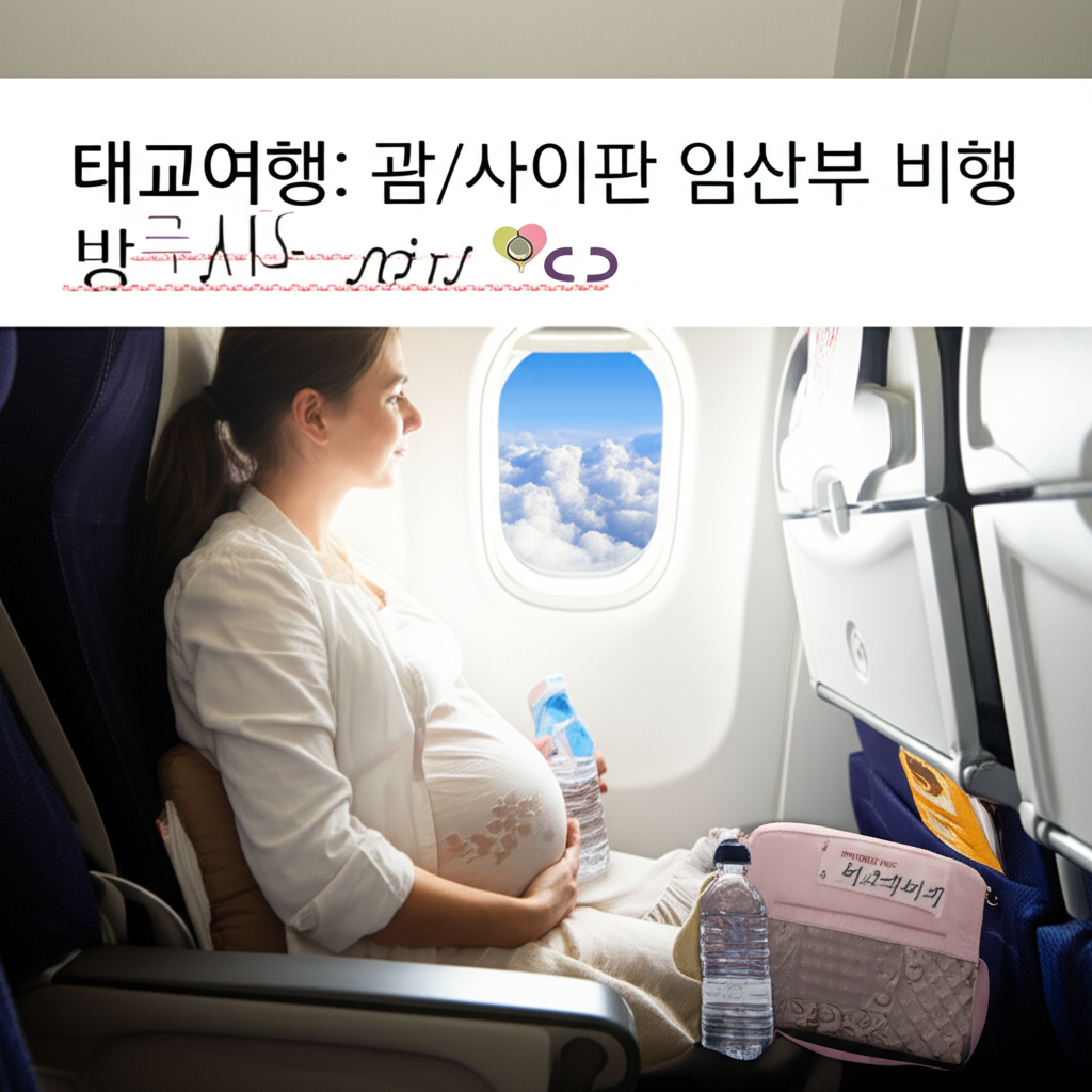 Illustration of 태교여행: 괌/사이판 Must-Have! 임산부 비행 주의사항